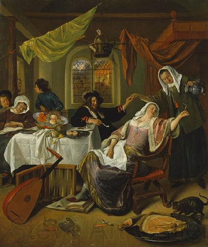 Jan Steen The Dissolute Household Norge oil painting art